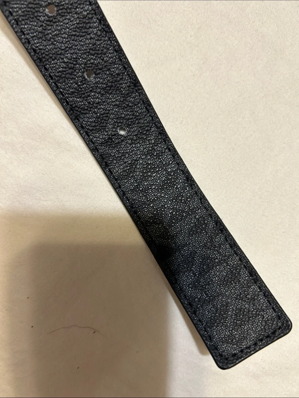 Michael Kors Black Leather Belt with Polished Silver Buckle